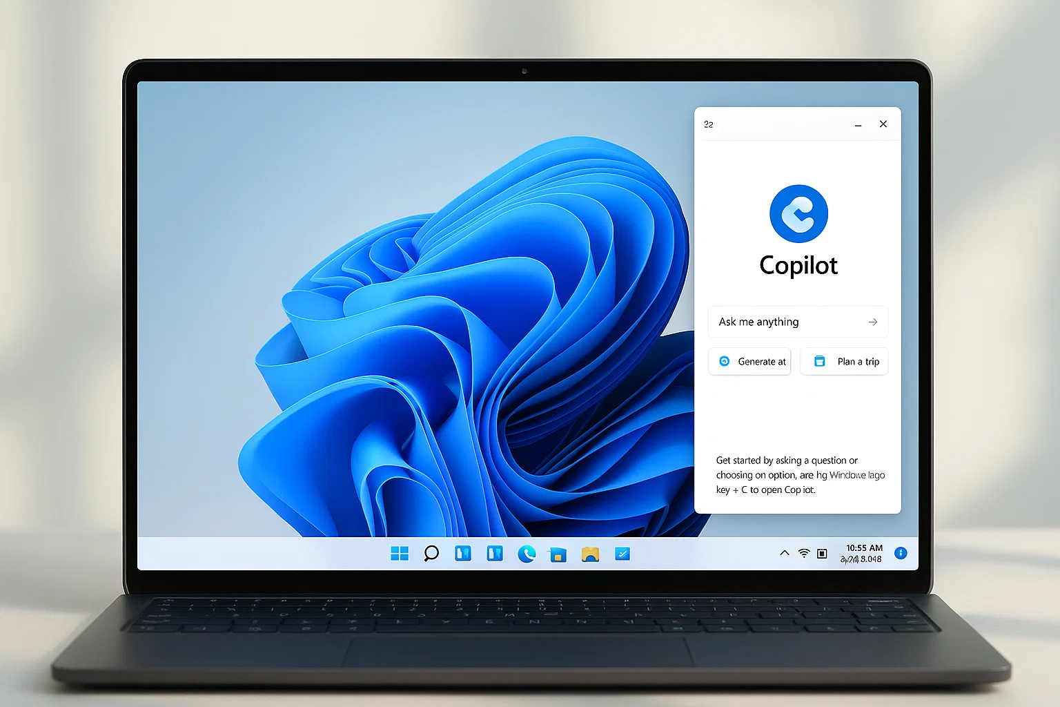 A Windows 11 laptop displaying the new 25H2 update interface and AI Copilot features