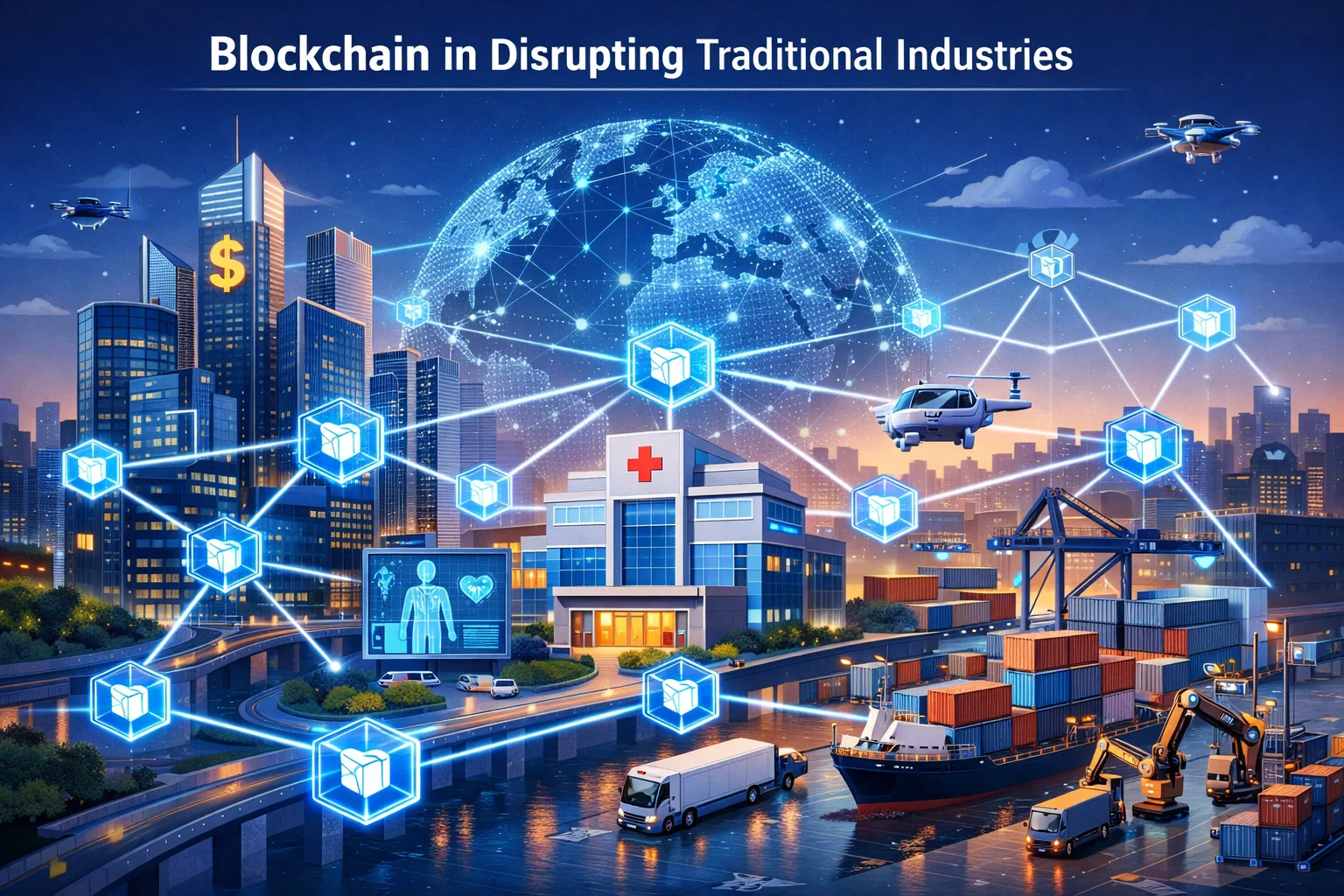 Blockchain transforming finance, healthcare, and supply chains