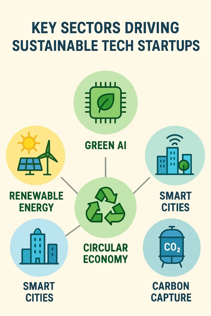 Infographic illustrating leading sustainable technology sectors