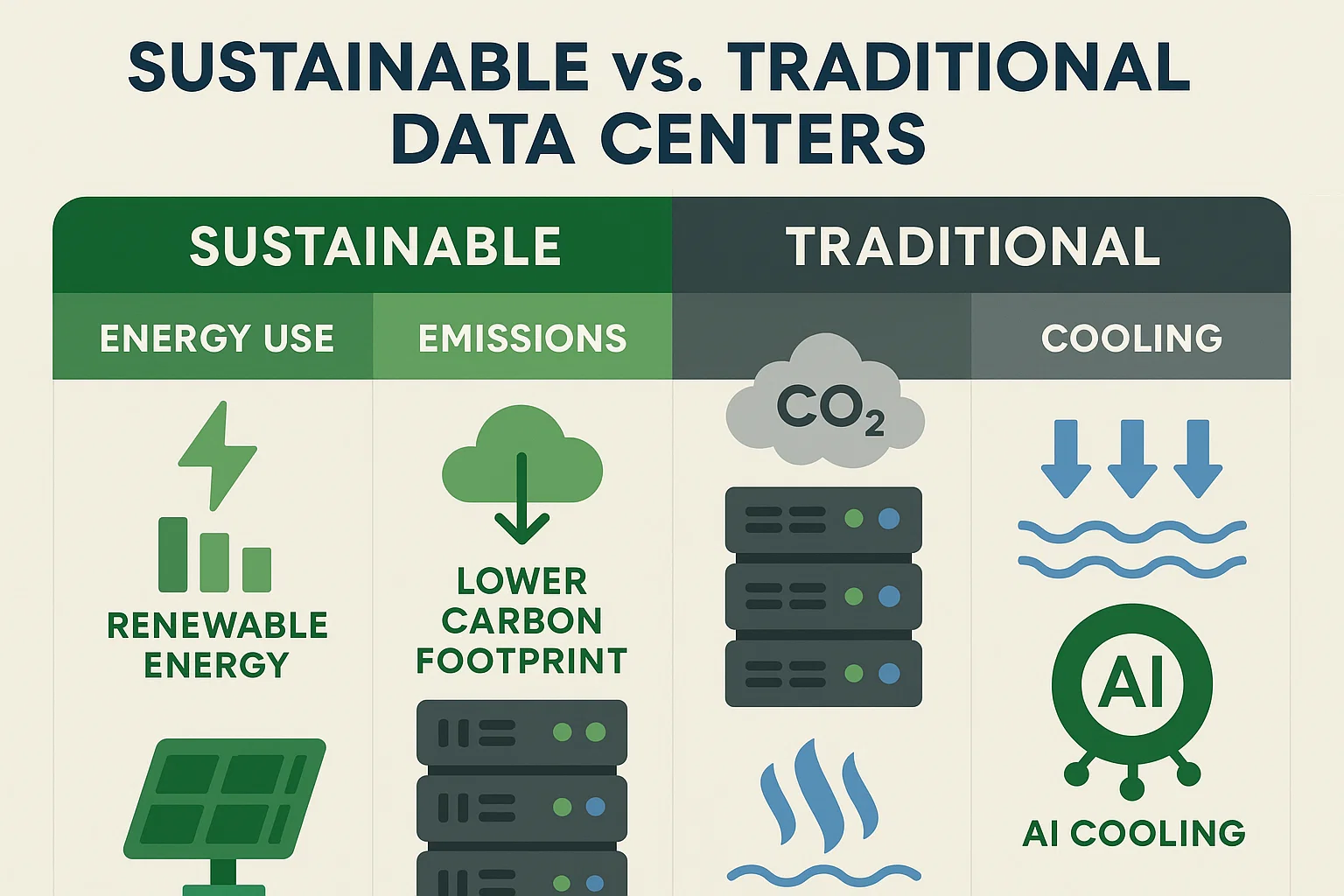 How Tech Is Fighting Climate Change 2 Sustainable vs. Traditional Data Centers Energy Impact