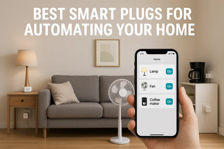 A living room showing the best smart plugs for automating your home with smartphone control