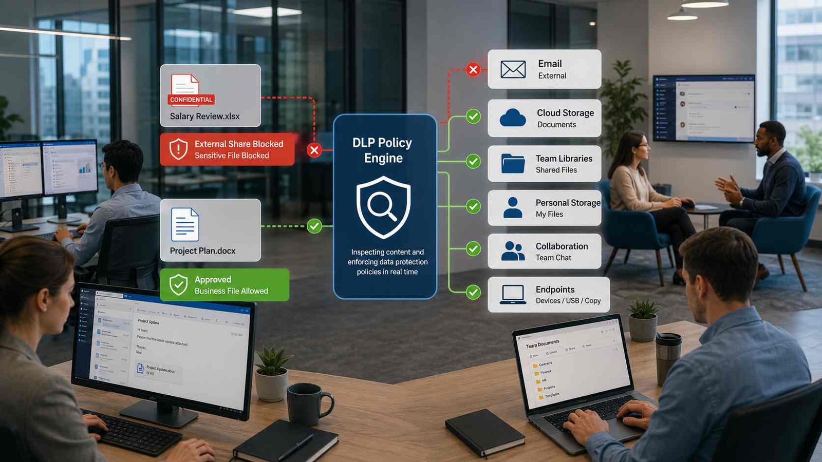 Data Loss Prevention in Office 365: Setup Guide 1 Data loss prevention in Office 365 protecting sensitive email, cloud files, and employee collaboration.