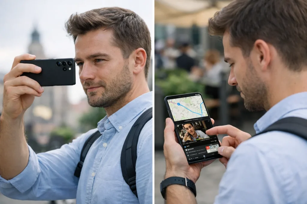A user testing a top smartphone for daily use