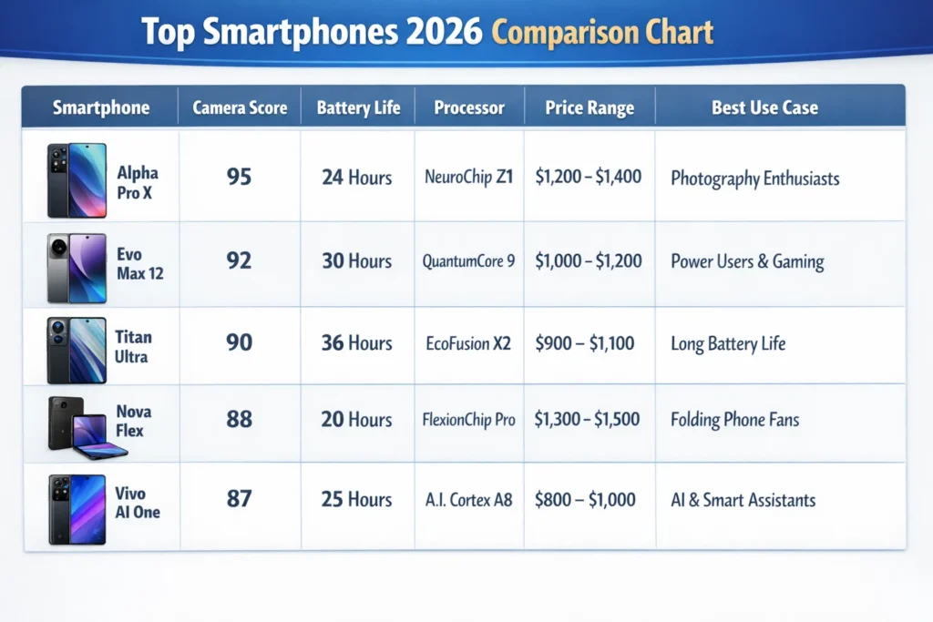 Top Smartphones 2026 Comparison Chart
