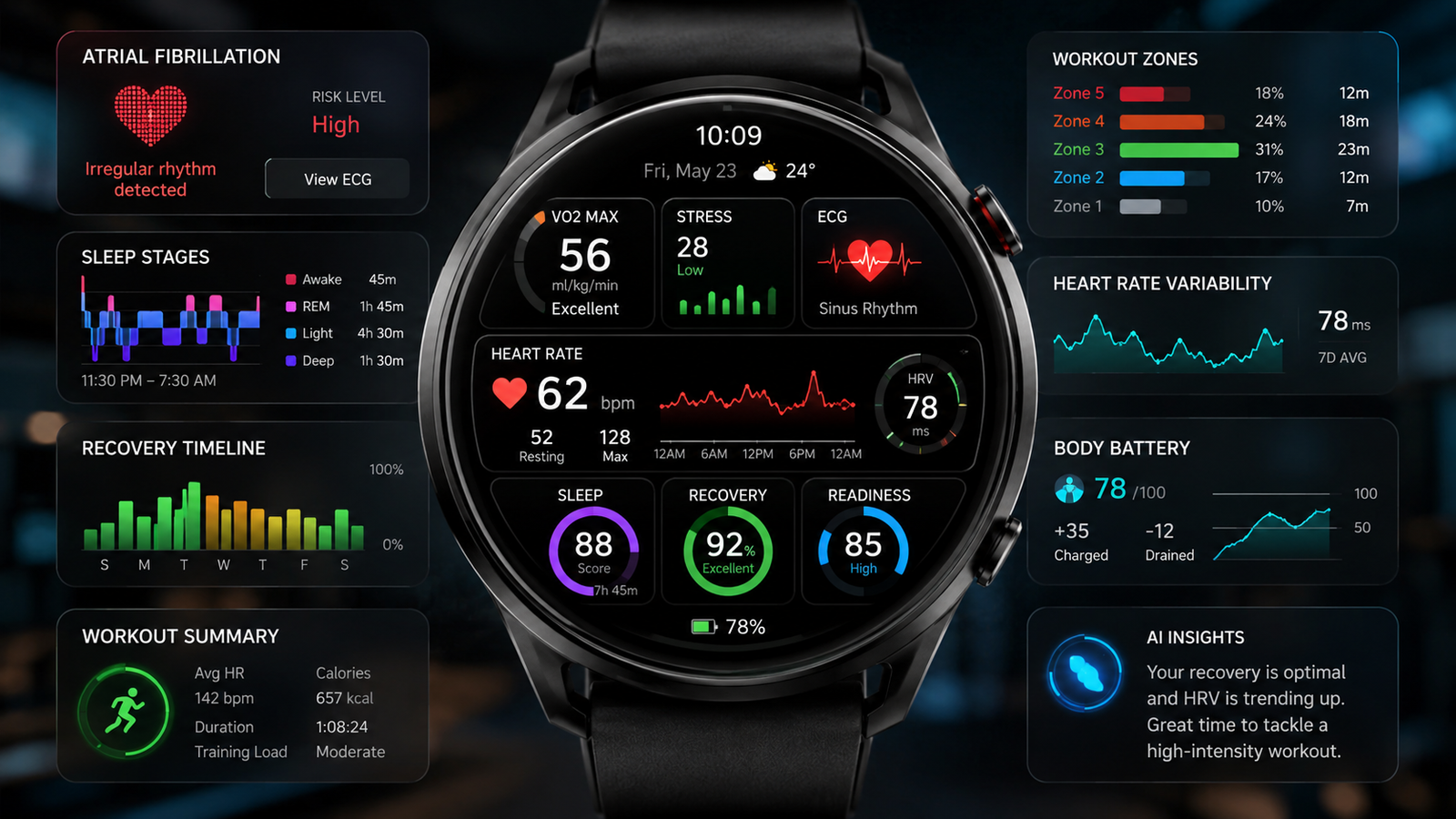A person using a fitness tracker to monitor sleep and heart rate in daily life.