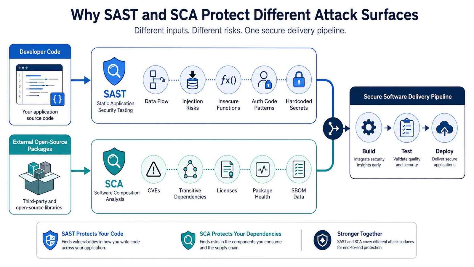SAST and SCA Tools: Differences, Uses, and Best Picks 3 SAST and SCA tools protecting source code and open-source dependencies across the software supply chain
